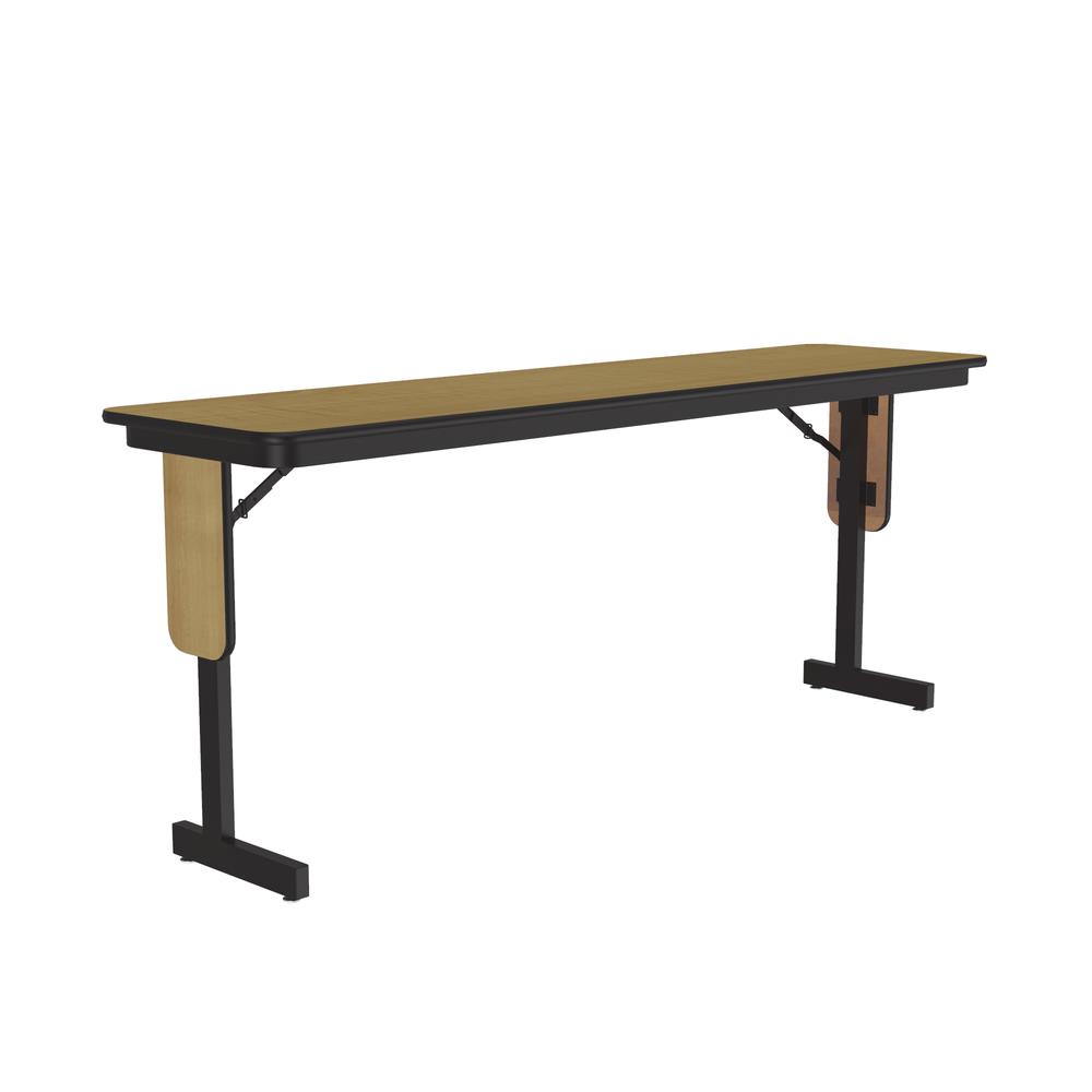 Deluxe High-Pressure Folding Seminar Table with Panel Leg 18x96" RECTANGULAR, FUSION MAPLE, BLACK. Picture 5