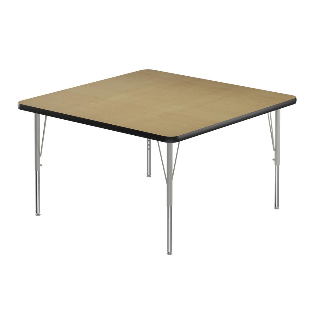 Deluxe High-Pressure Top Activity Tables, 48x48" SQUARE FUSION MAPLE, SILVER MIST. Picture 1
