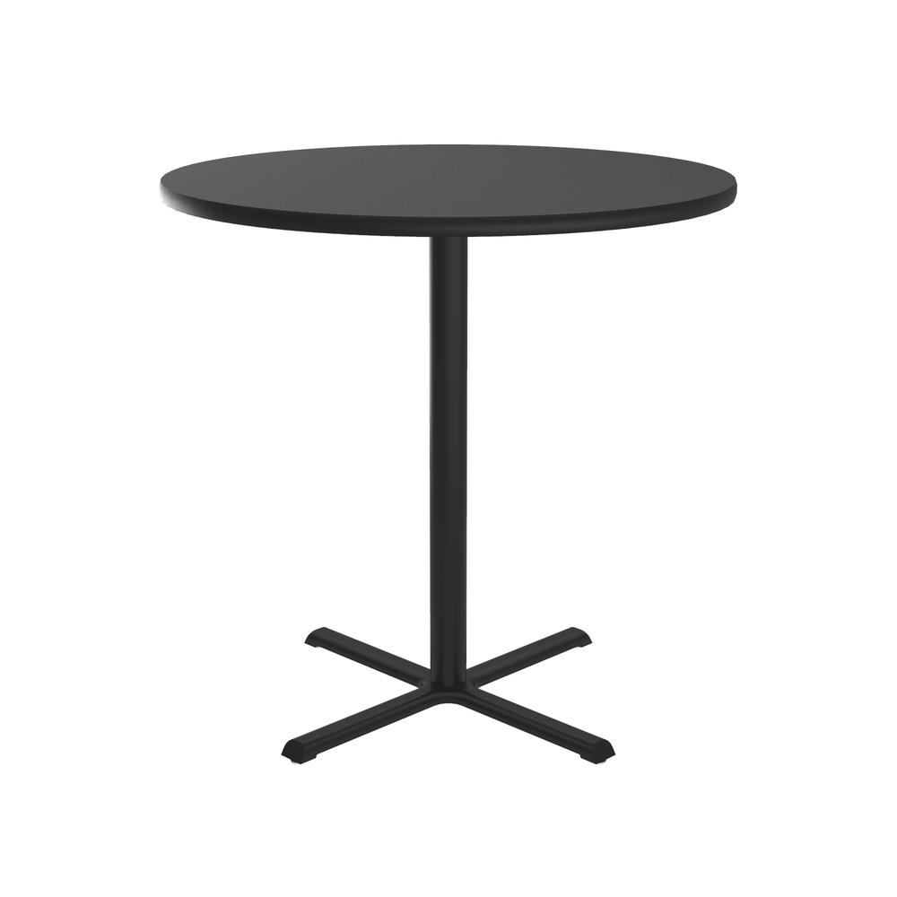 Bar Stool/Standing Height Commercial Laminate Café and Breakroom Table, 48x48", ROUND, BLACK GRANITE BLACK. Picture 1