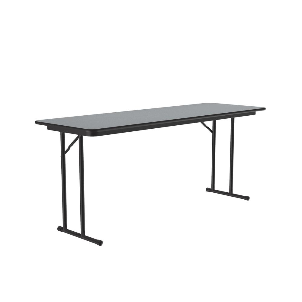 Commercial Laminate Folding Seminar Table with Off-Set Leg 24x96", RECTANGULAR GRAY GRANITE, BLACK. Picture 2