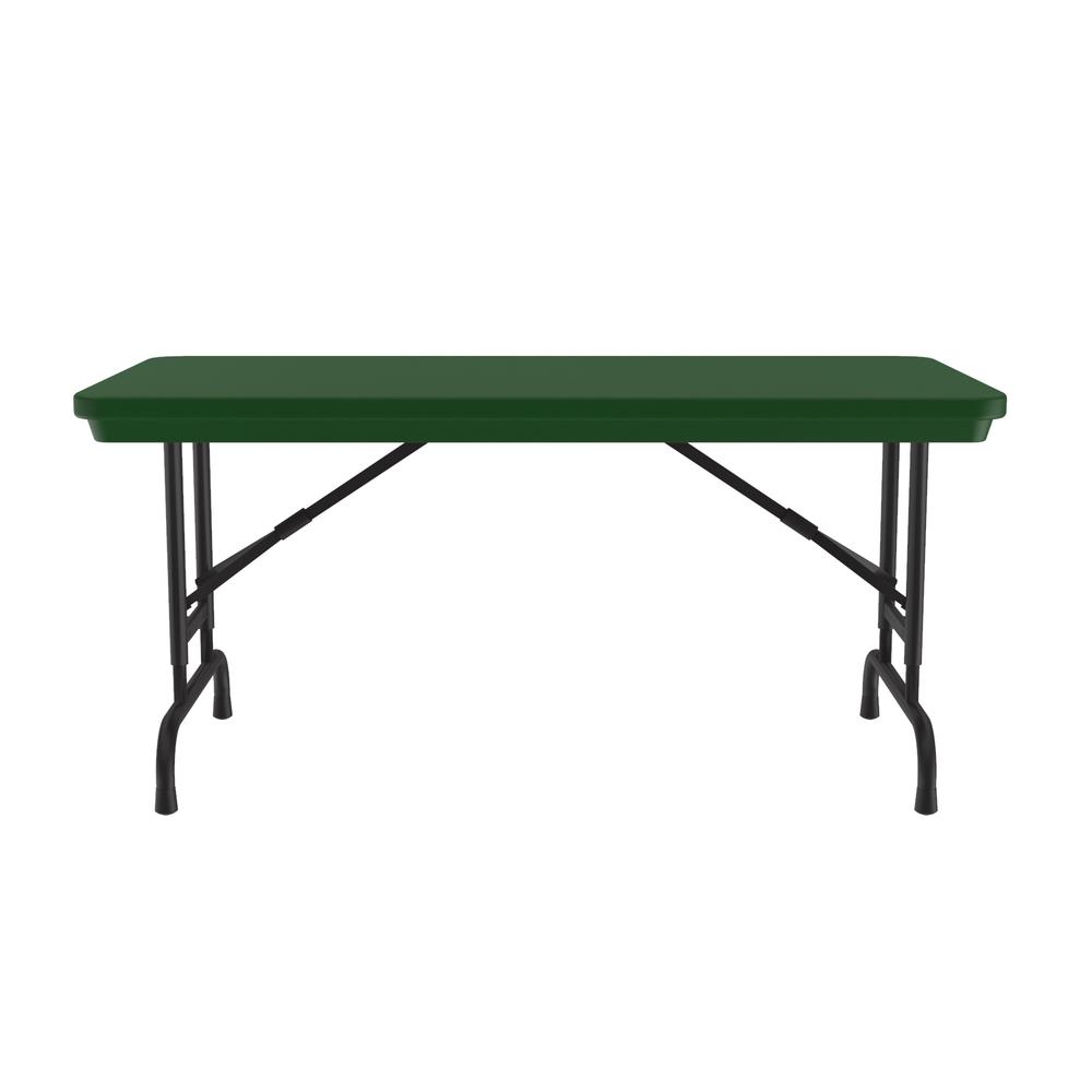 Adjustable Height Commercial Blow-Molded Plastic Folding Table 24x48" RECTANGULAR, GREEN BLACK. Picture 8
