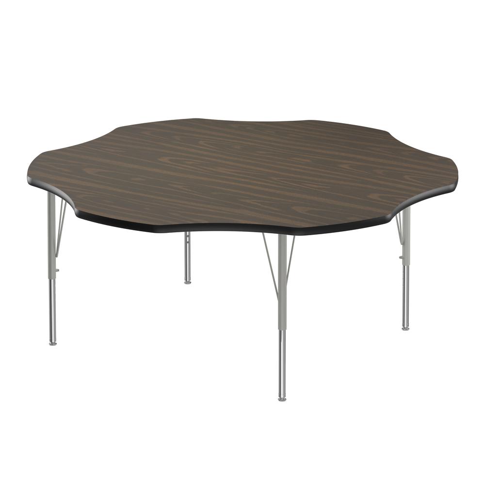 Commercial Laminate Top Activity Tables, 60x60" FLOWER WALNUT, SILVER MIST. Picture 5
