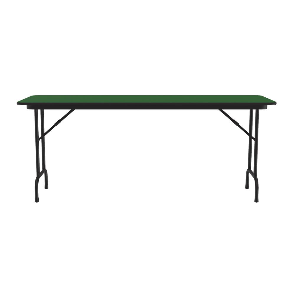 Deluxe High Pressure Top Folding Table, 24x96" RECTANGULAR GREEN, BLACK. Picture 3