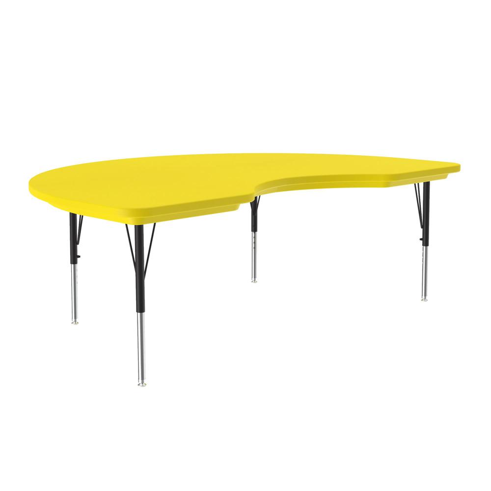 Commercial Blow-Molded Plastic Top Activity Tables 48x72" KIDNEY, YELLOW , BLACK/CHROME. Picture 4