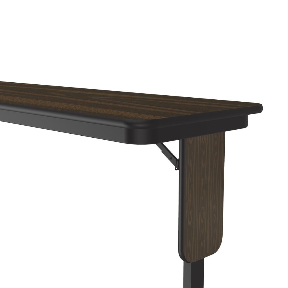 Deluxe High-Pressure Folding Seminar Table with Panel Leg 18x60" RECTANGULAR, WALNUT, BLACK. Picture 7