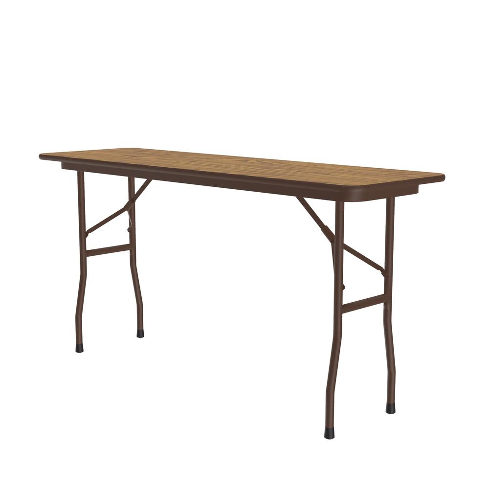 Deluxe High Pressure Top Folding Table, 18x72", RECTANGULAR, MED OAK, BROWN. Picture 4