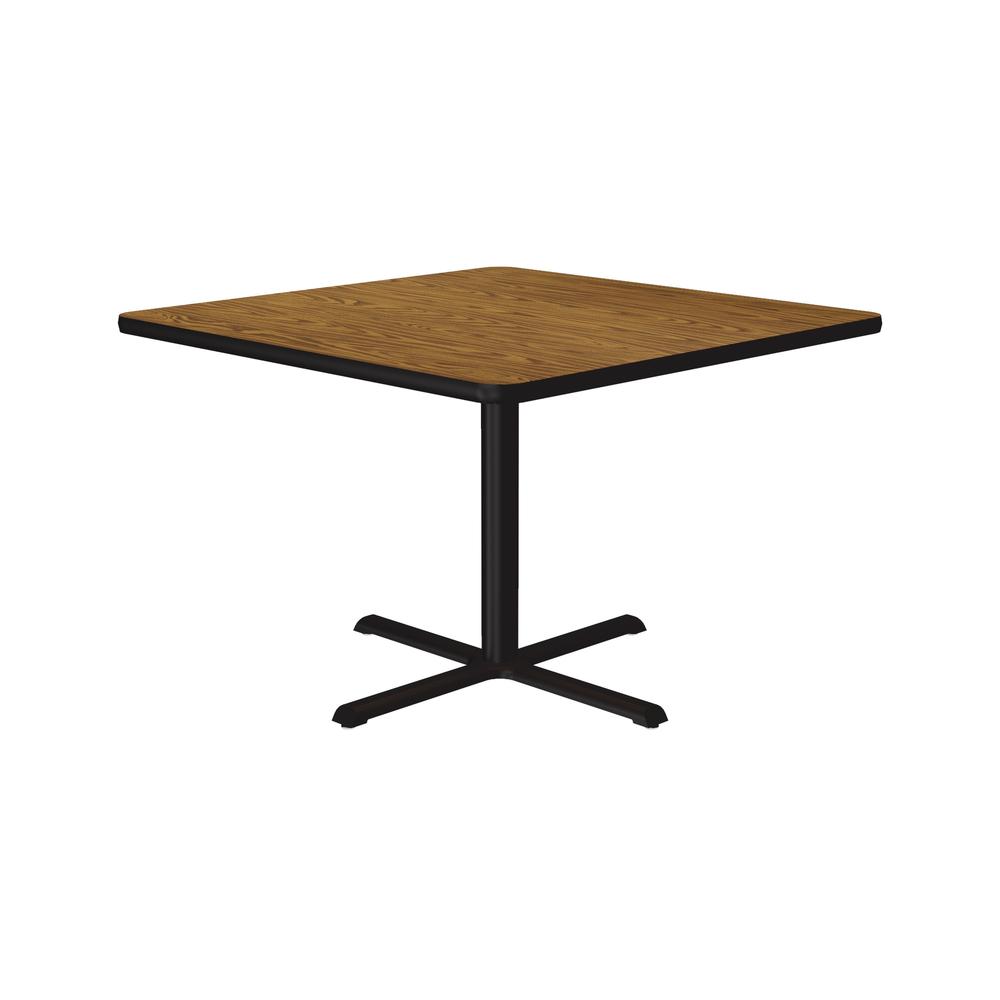 Table Height Commercial Laminate Café and Breakroom Table 36x36" SQUARE, MEDIUM OAK, BLACK. Picture 2