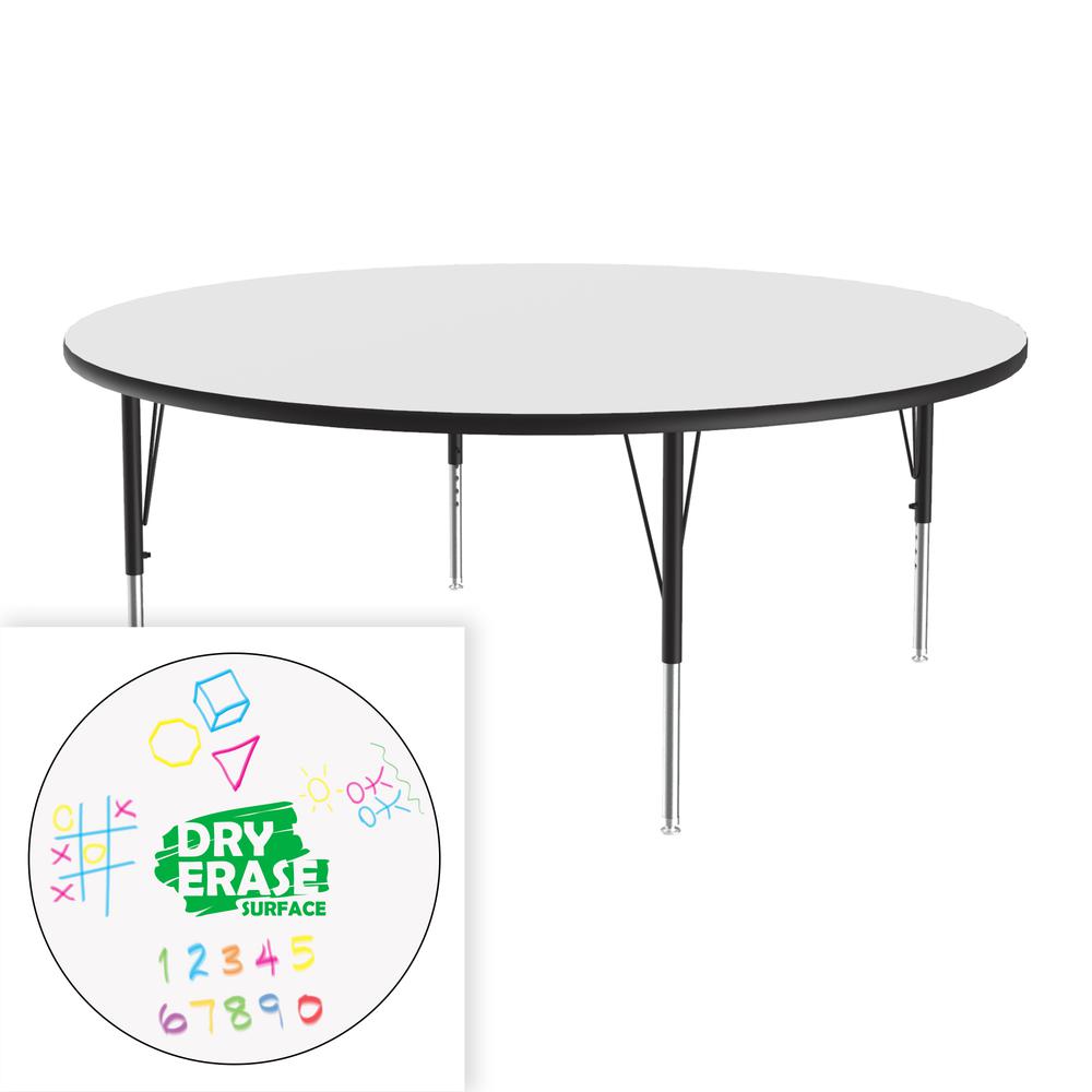 Markerboard-Dry Erase  Deluxe High Pressure Top - Activity Tables 60x60", ROUND FROSTY WHITE BLACK/CHROME. Picture 2