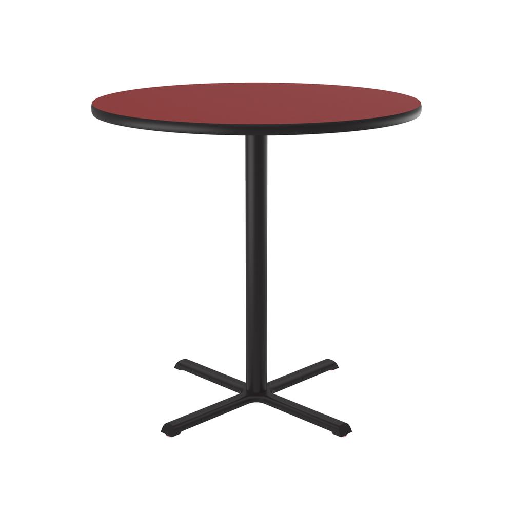 Bar Stool/Standing Height Deluxe High-Pressure Café and Breakroom Table, 48x48", ROUND, RED, BLACK. Picture 3