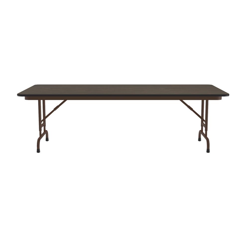 Adjustable Height Solid High-Pressure Plywood Core Folding Tables 36x96", RECTANGULAR WALNUT, BROWN. Picture 1