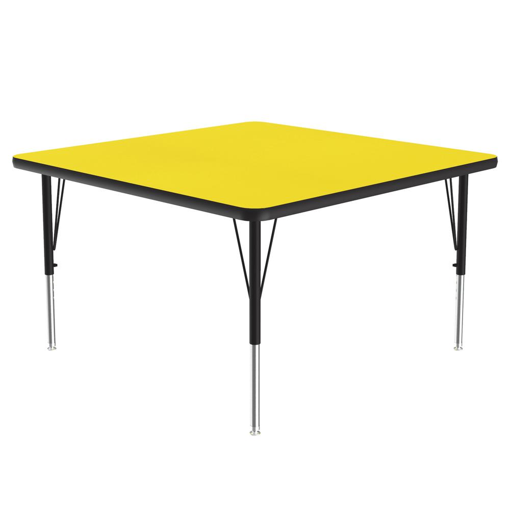Deluxe High-Pressure Top Activity Tables, 48x48", SQUARE, YELLOW  BLACK/CHROME. Picture 3