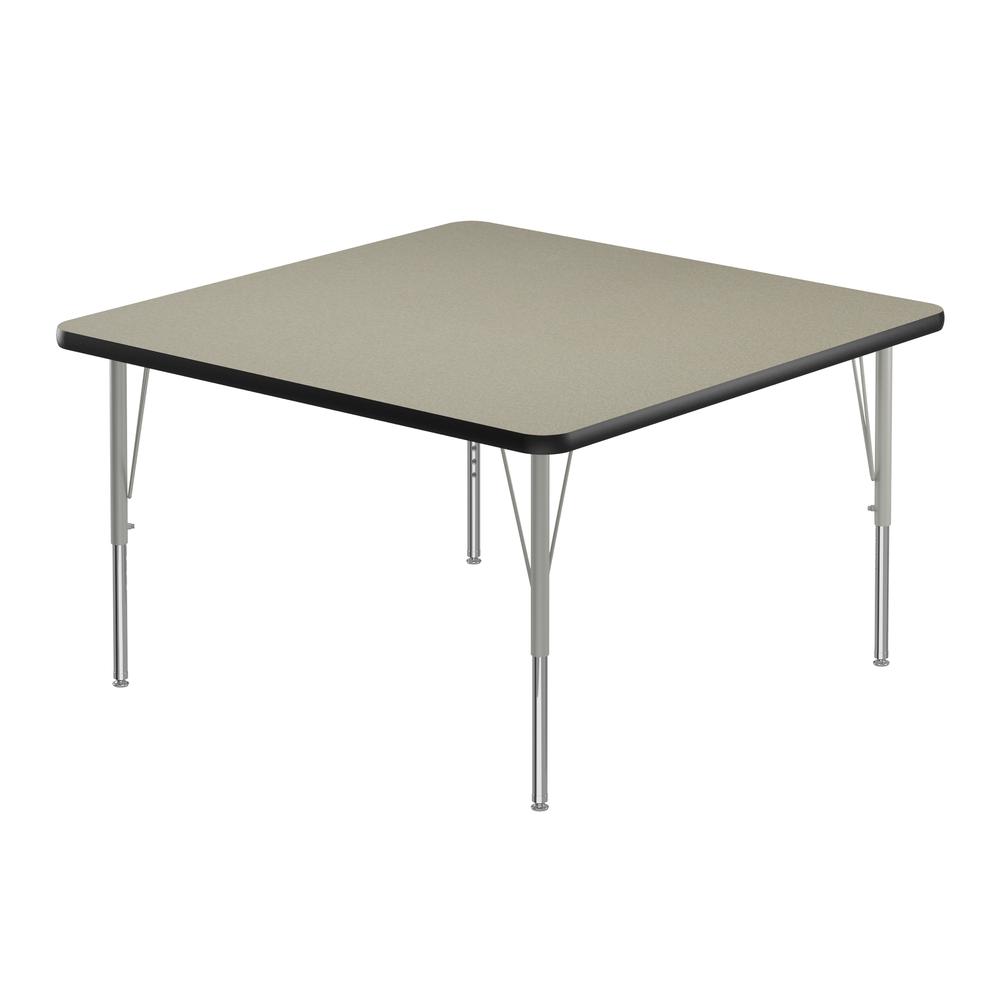 Deluxe High-Pressure Top Activity Tables, 48x48", SQUARE, SAVANNAH SAND, SILVER MIST. Picture 1