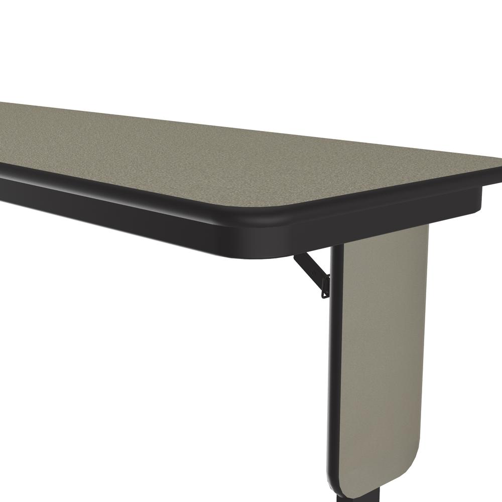 Adjustable Height Deluxe High-Pressure Folding Seminar Table with Panel Leg, 18x96" RECTANGULAR SAVANNAH SAND  BLACK. Picture 7