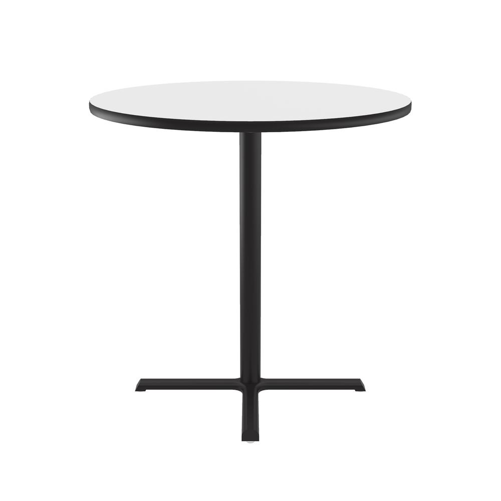 Bar Stool/Standing Height Deluxe High-Pressure Café and Breakroom Table, 42x42" ROUND WHITE BLACK. Picture 3