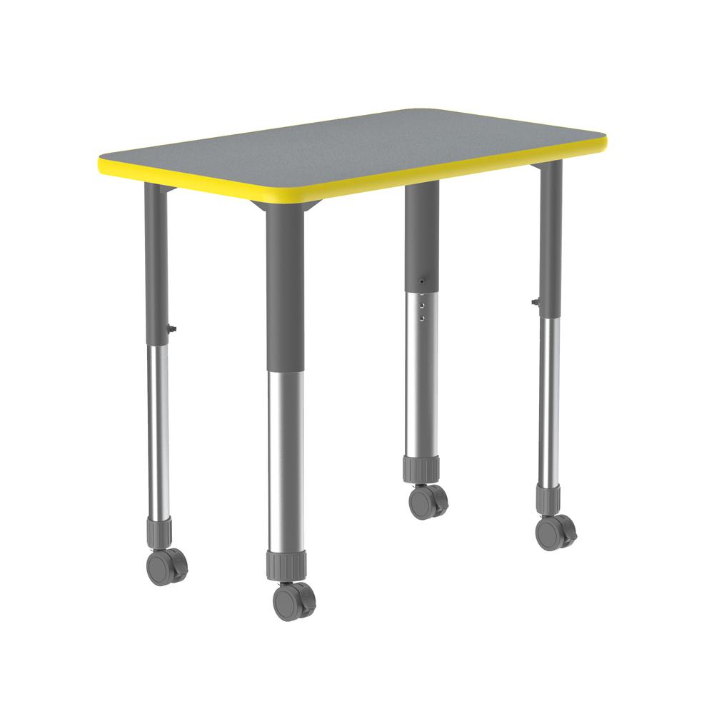 Deluxe High Pressure Collaborative Desk with Casters 34x20" RECTANGULAR GRAY GRANITE, GRAY/CHROME. Picture 1