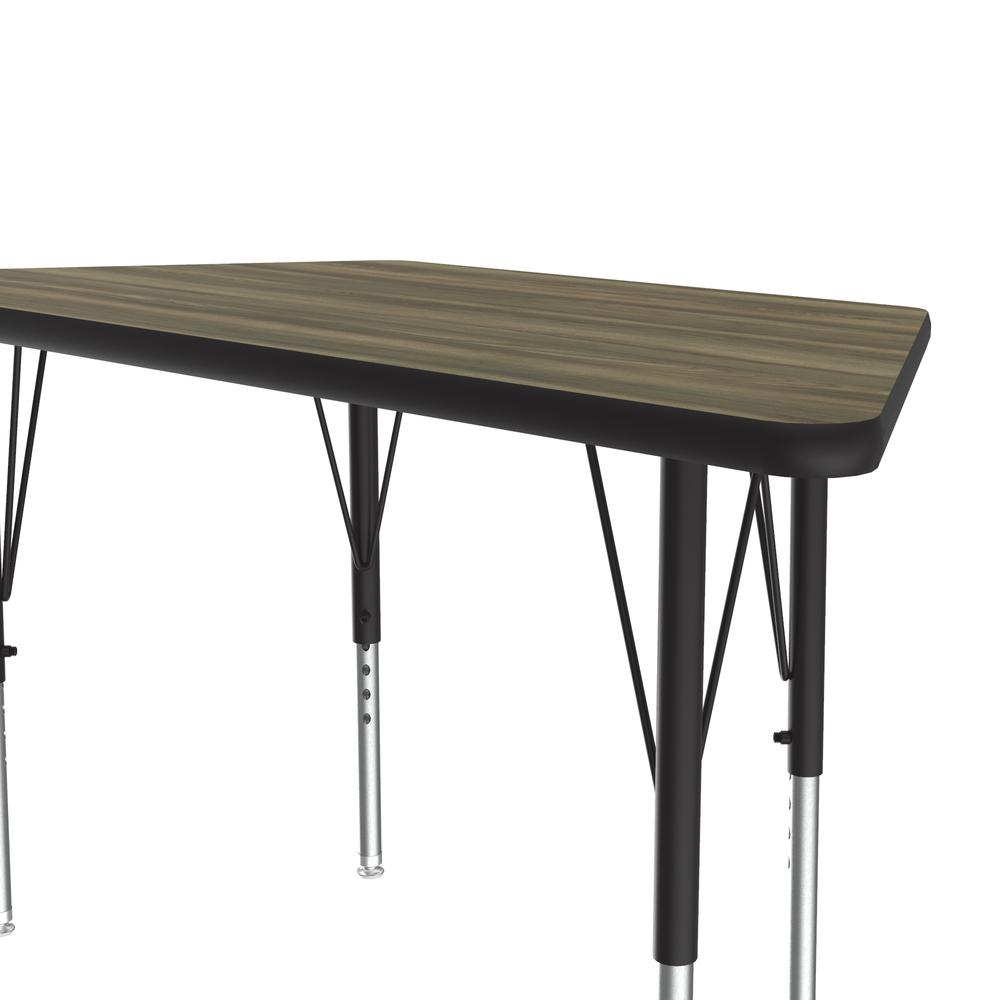 Deluxe High-Pressure Top Activity Tables, 24x48" TRAPEZOID COLONIAL HICKORY, BLACK/CHROME. Picture 2