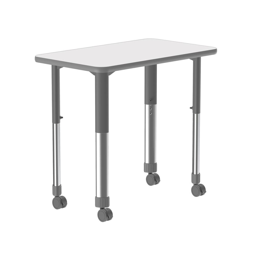 Markerboard-Dry Erase High Pressure Collaborative Desk with Casters, 34x20", RECTANGULAR, FROSTY WHITE GRAY/CHROME. Picture 7