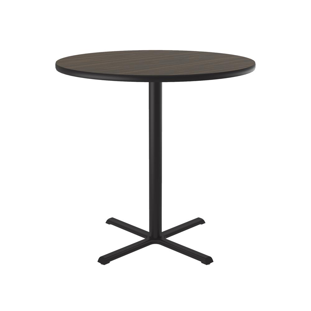 Bar Stool/Standing Height Commercial Laminate Café and Breakroom Table, 42x42", ROUND, WALNUT, BLACK. Picture 7