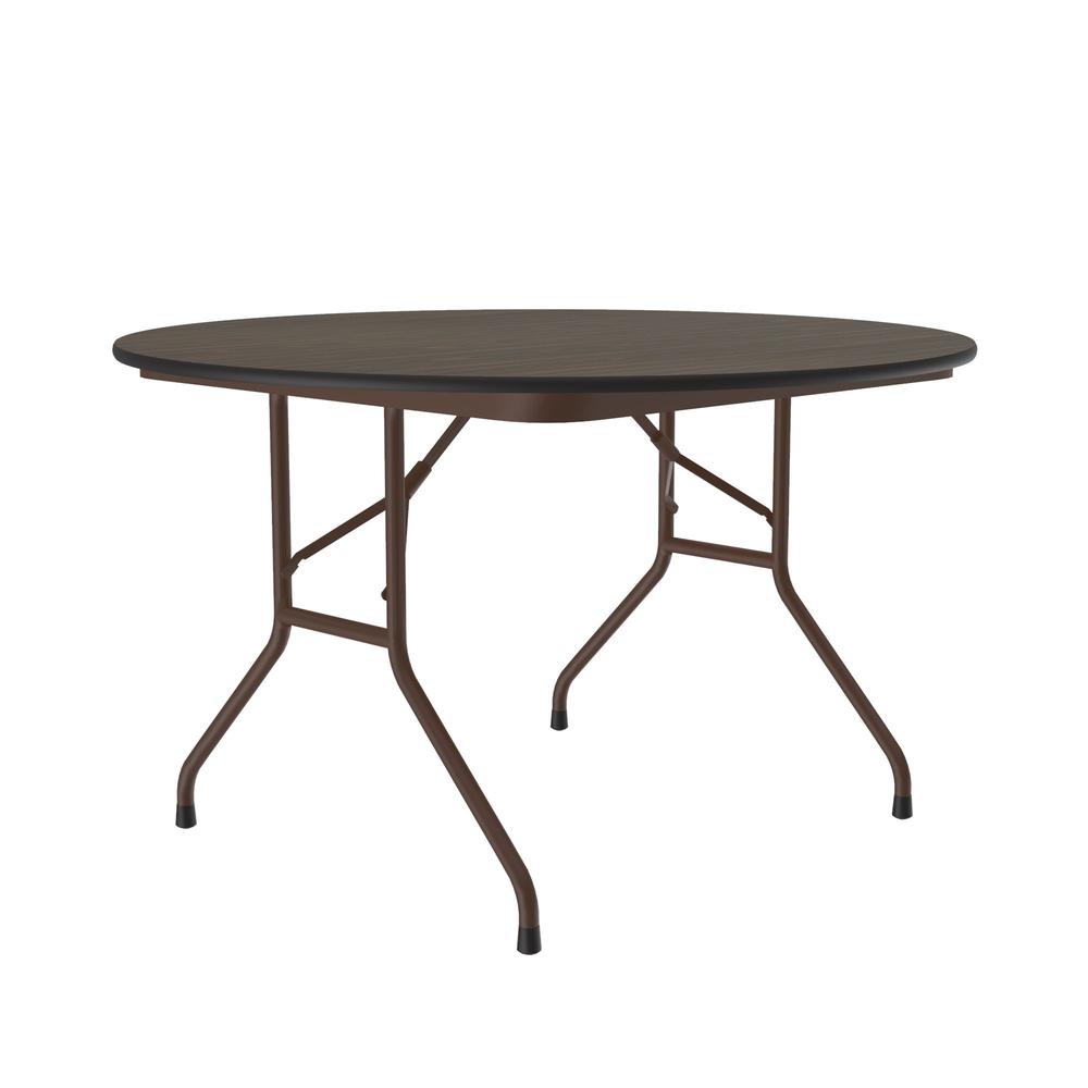 Thermal Fused Laminate Top Folding Table, 48x48" ROUND WALNUT BROWN. Picture 3