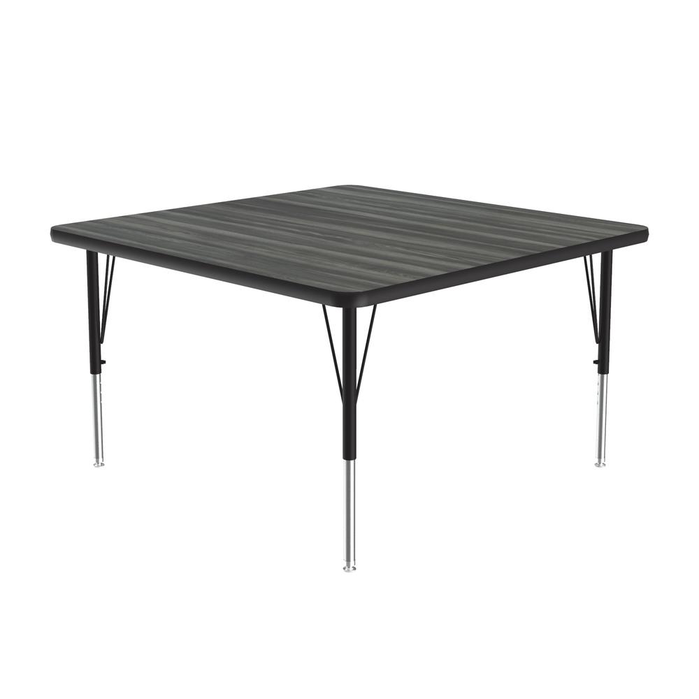 Deluxe High-Pressure Top Activity Tables 42x42", SQUARE NEW ENGLAND DRIFTWOOD, BLACK/CHROME. Picture 1