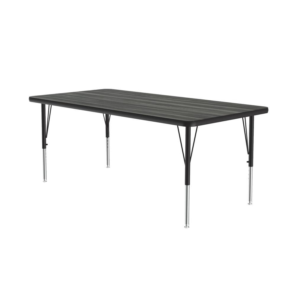 Deluxe High-Pressure Top Activity Tables 30x60", RECTANGULAR NEW ENGLAND DRIFTWOOD BLACK/CHROME. Picture 2