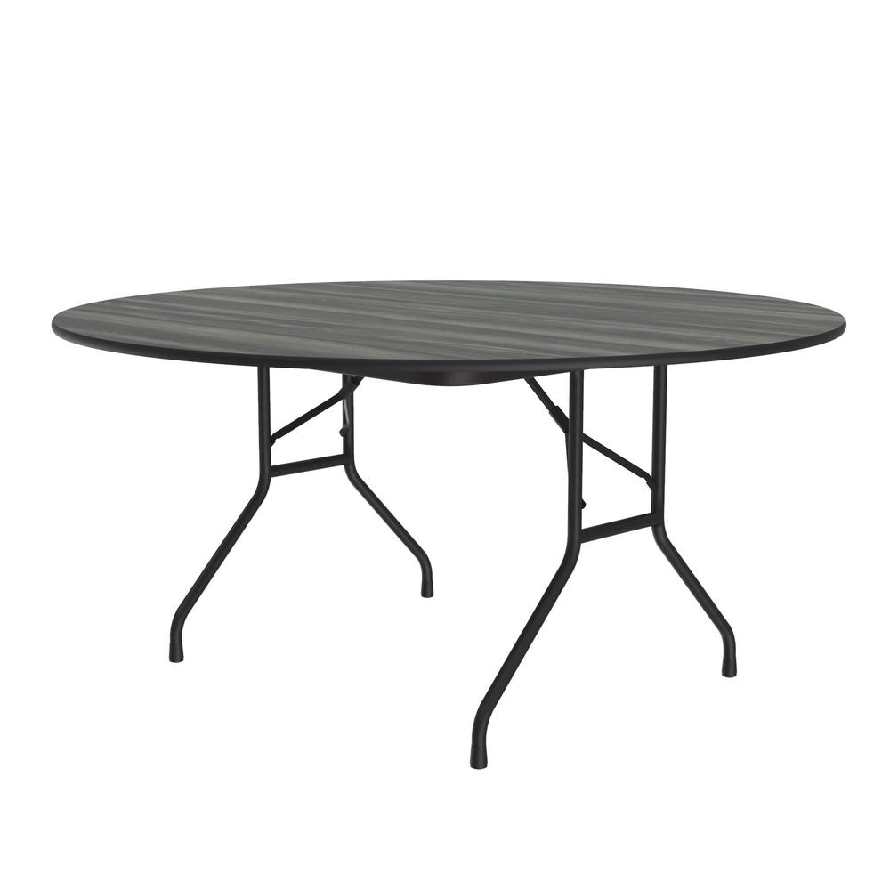 Deluxe High Pressure Top Folding Table 60x60", ROUND, NEW ENGLAND DRIFTWOOD, BLACK. Picture 1