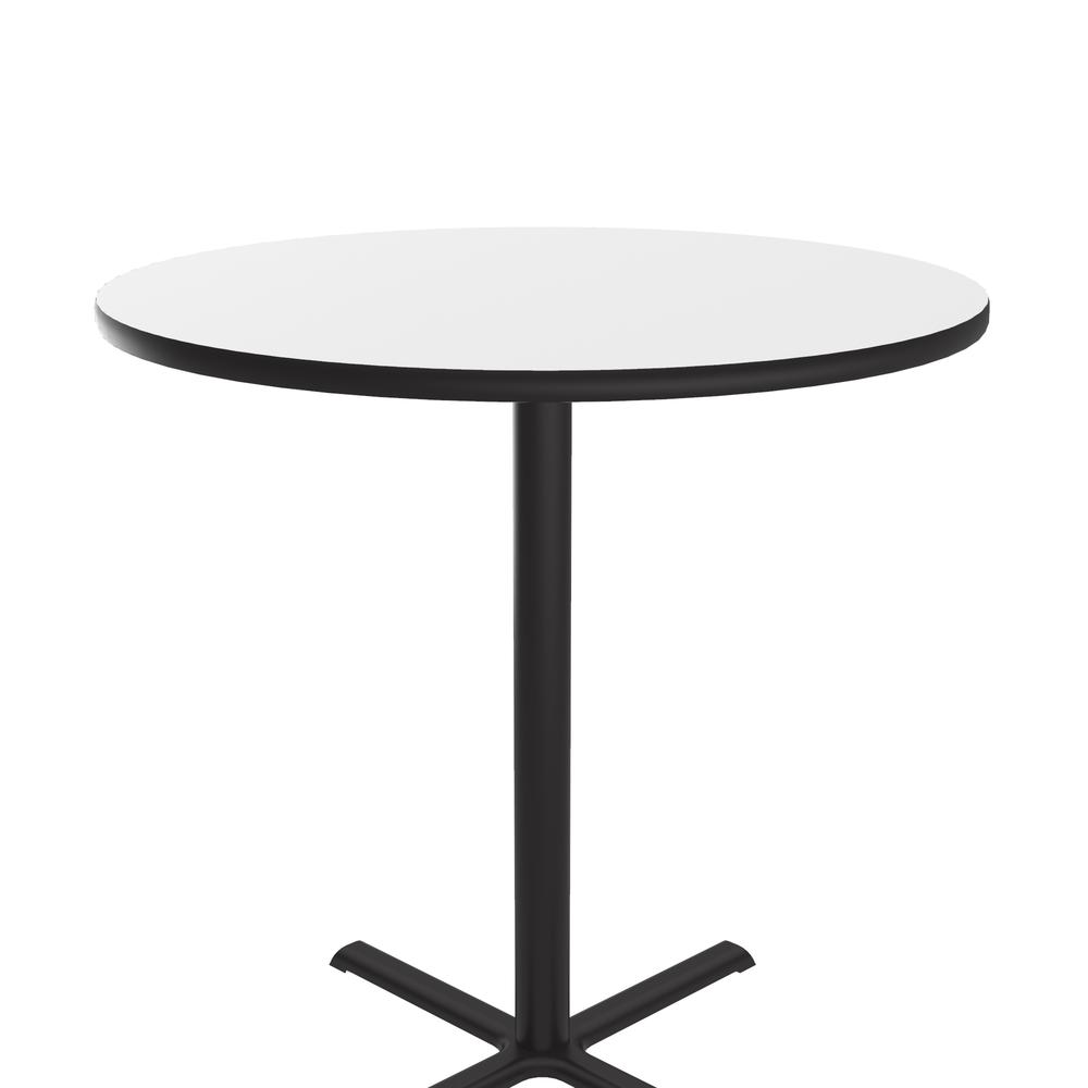 Bar Stool/Standing Height Deluxe High-Pressure Café and Breakroom Table, 42x42" ROUND WHITE BLACK. Picture 7