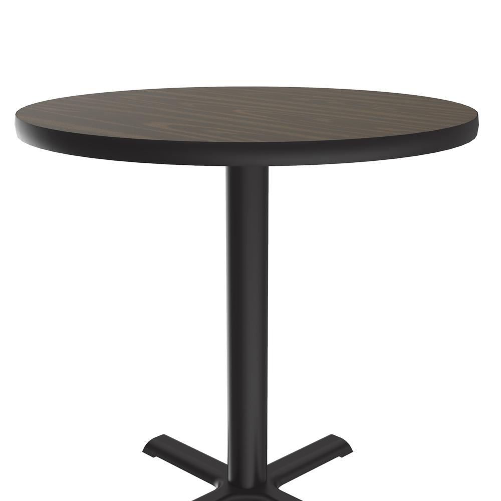 Table Height Commercial Laminate Café and Breakroom Table 30x30" ROUND WALNUT, BLACK. Picture 5