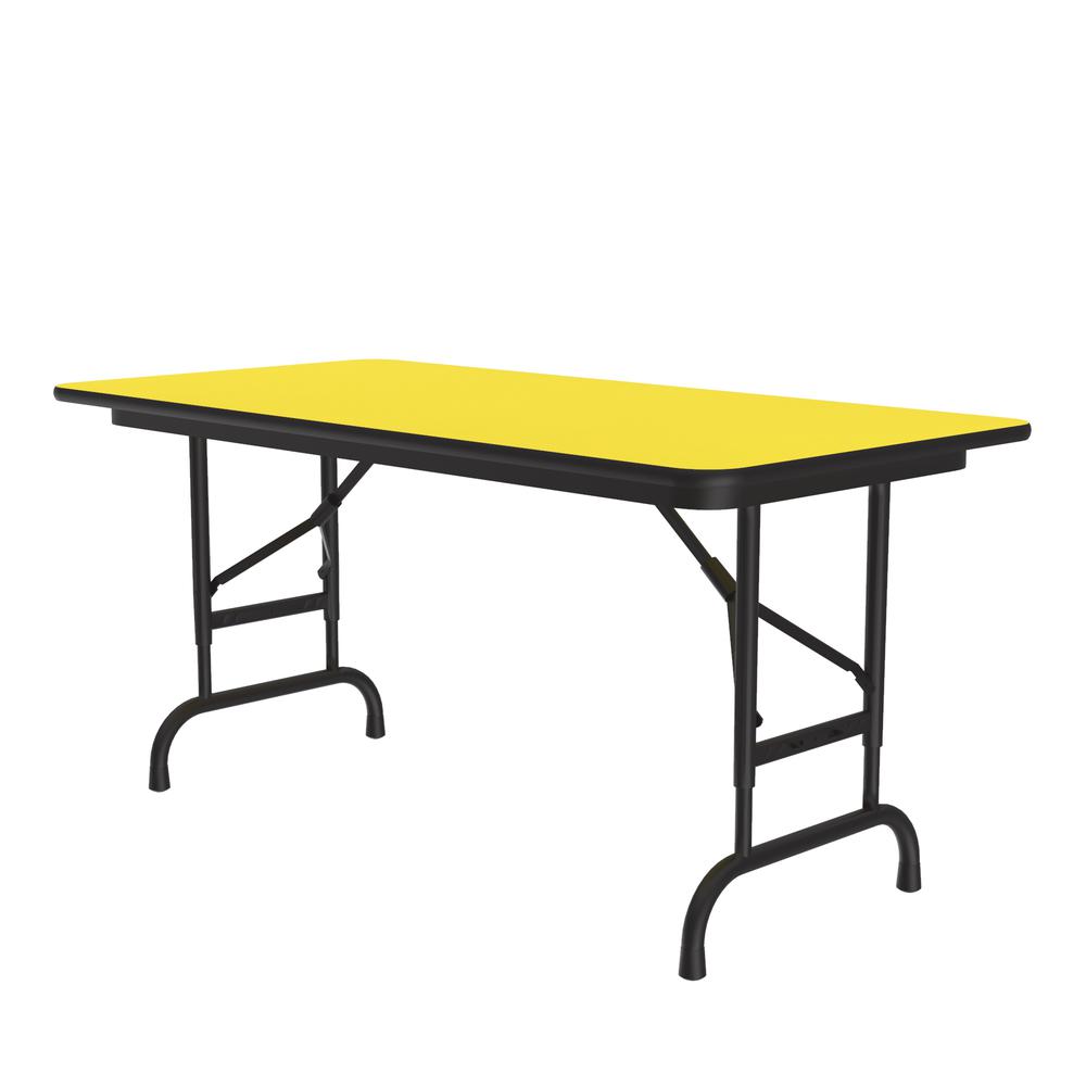 Adjustable Height High Pressure Top Folding Table, 24x48" RECTANGULAR YELLOW, BLACK. Picture 6