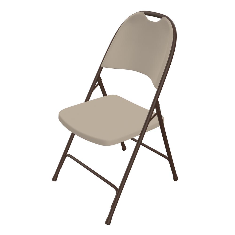 Injection Molded Folding Chair - Mocha Granite, Brown Legs - 1 Each. Picture 2