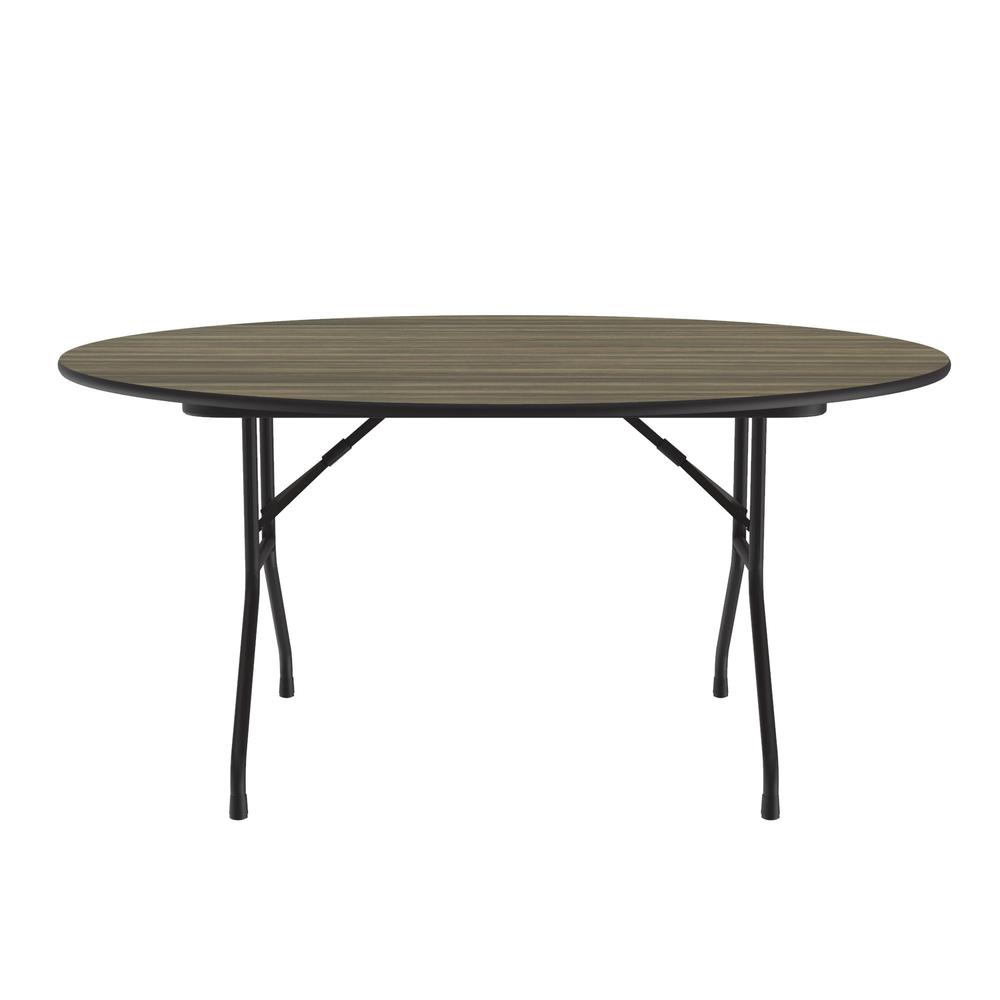 Deluxe High Pressure Top Folding Table, 60x60" ROUND COLONIAL HICKORY, BLACK. Picture 1