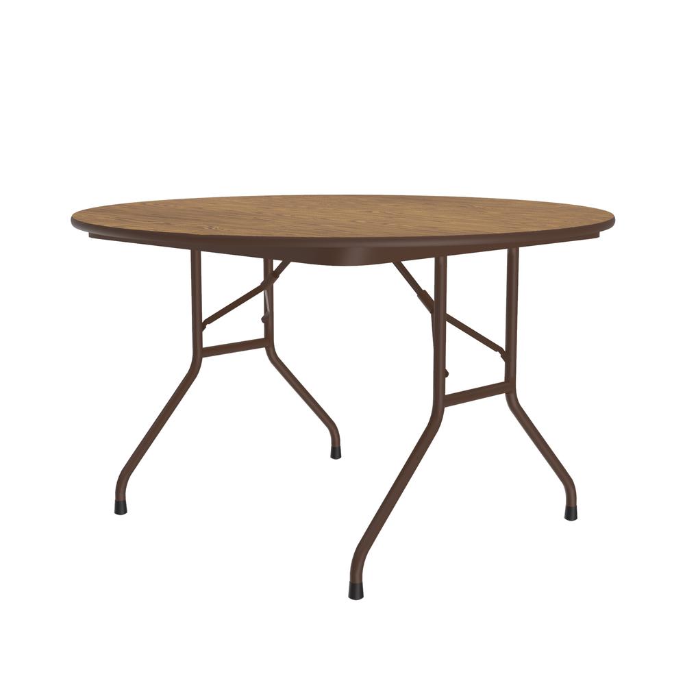 Econoline Melamine Top Folding Table, 48x48", ROUND, MED OAK, BROWN. Picture 3