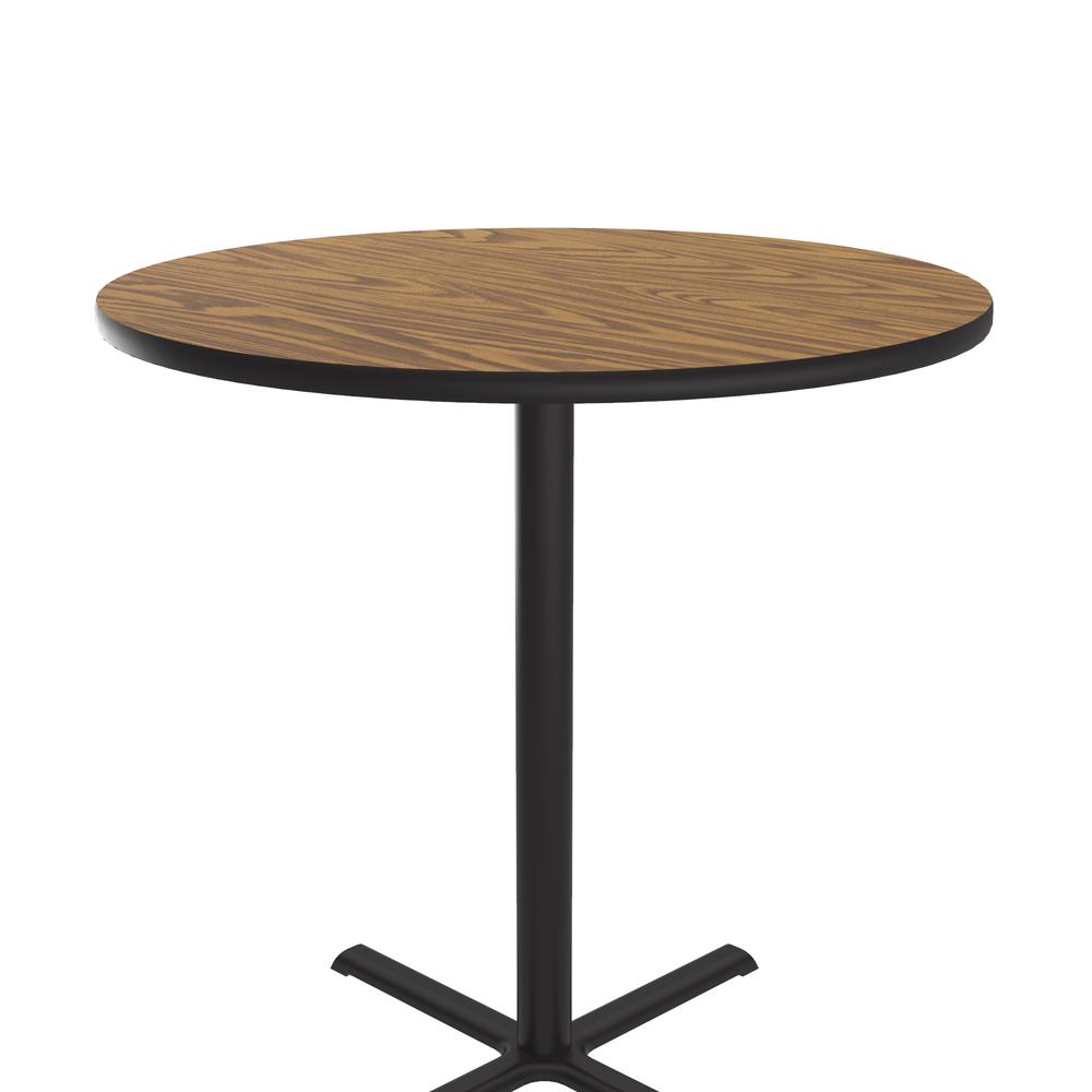 Bar Stool/Standing Height Commercial Laminate Café and Breakroom Table 42x42", ROUND MEDIUM OAK BLACK. Picture 4