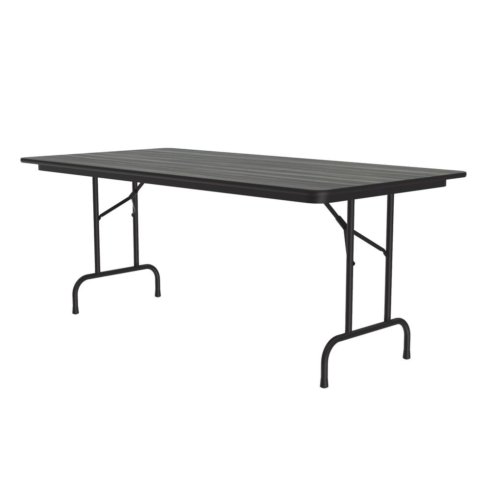Deluxe High Pressure Top Folding Table 36x96" RECTANGULAR, NEW ENGLAND DRIFTWOOD, BLACK. Picture 1
