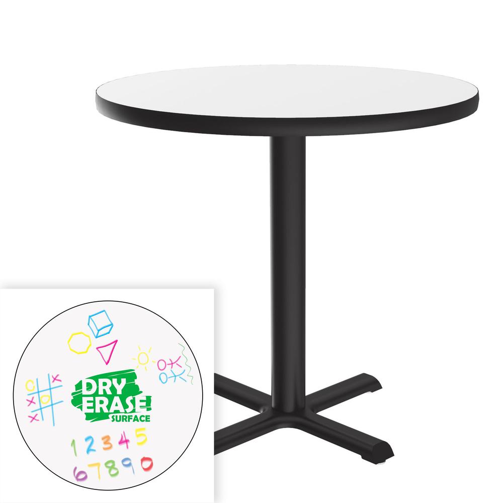 Markerboard-Dry Erase High Pressure Top - Table Height Café and Breakroom Table, 48x48", ROUND, FROSTY WHITE BLACK. Picture 6