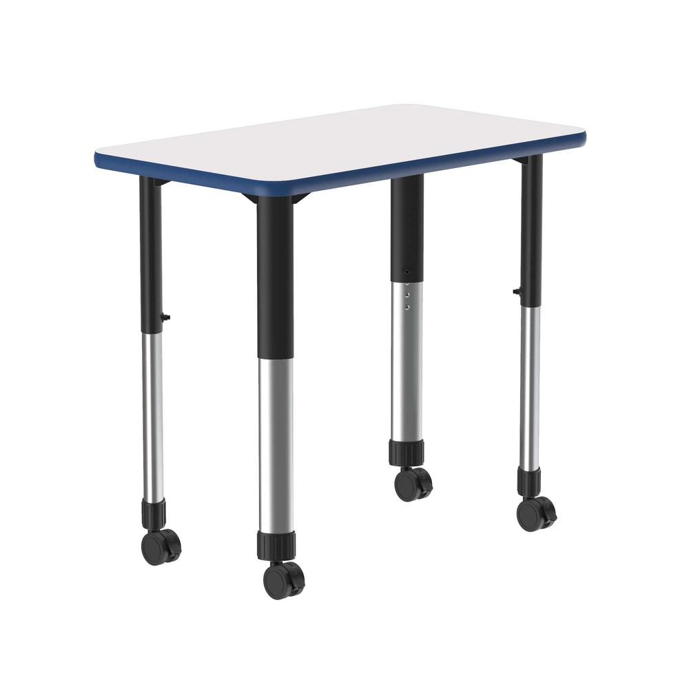 Markerboard-Dry Erase High Pressure Collaborative Desk with Casters 34x20", RECTANGULAR, FROSTY WHITE, BLACK/CHROME. Picture 3