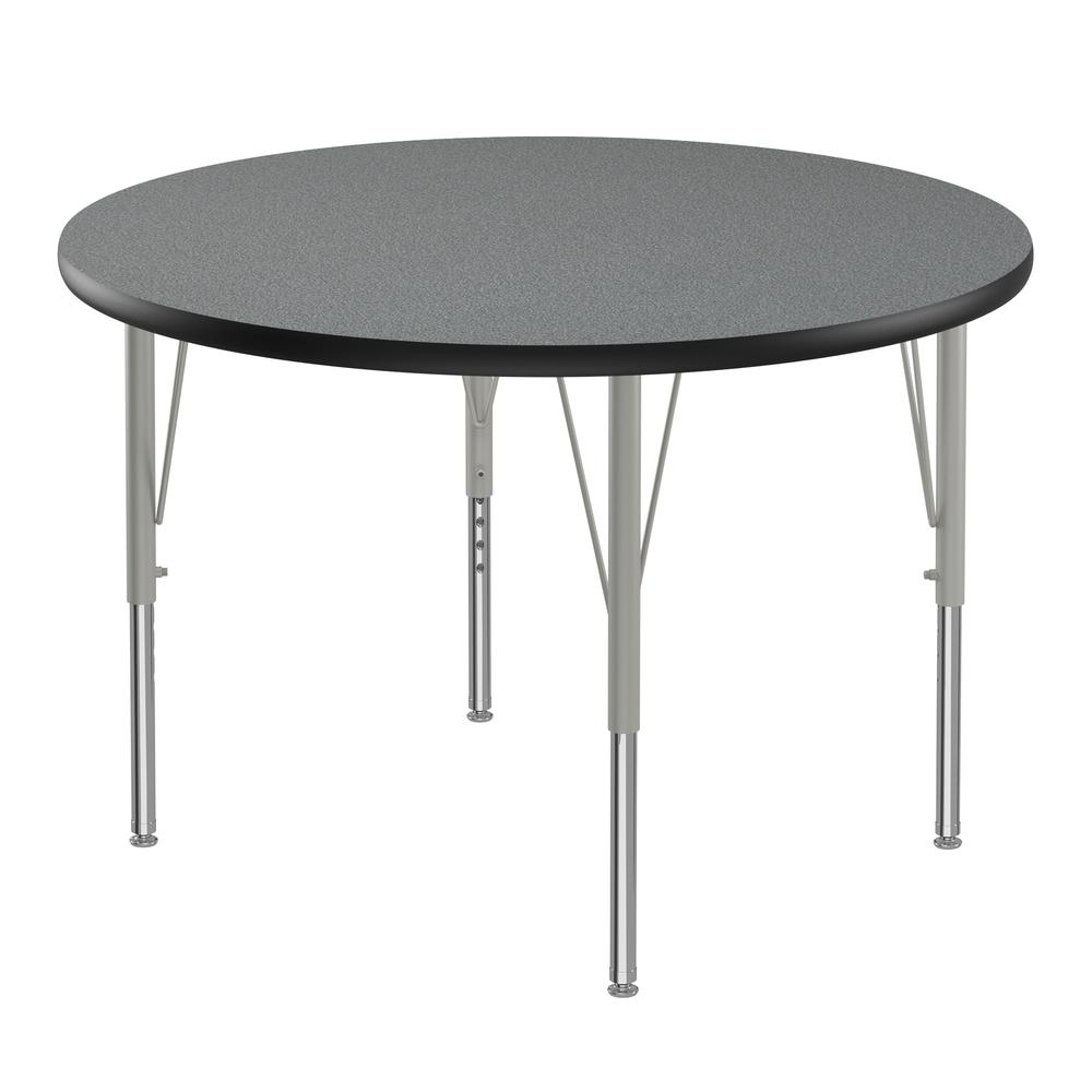 Deluxe High-Pressure Top Activity Tables, 36x36" ROUND, MONTANA GRANITE SILVER MIST. Picture 1