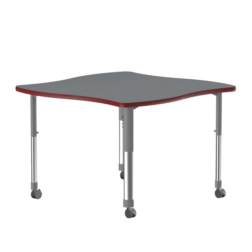 Commercial Lamiante Top Collaborative Desk with Casters, 42x42", SWERVE, GRAY GRANITE, GRAY/CHROME. Picture 1