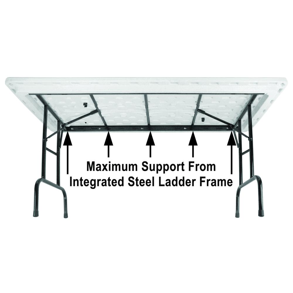 Adjustable Height Commercial Blow-Molded Plastic Folding Table, 30x72" RECTANGULAR GRAY GRANITE BLACK. Picture 5