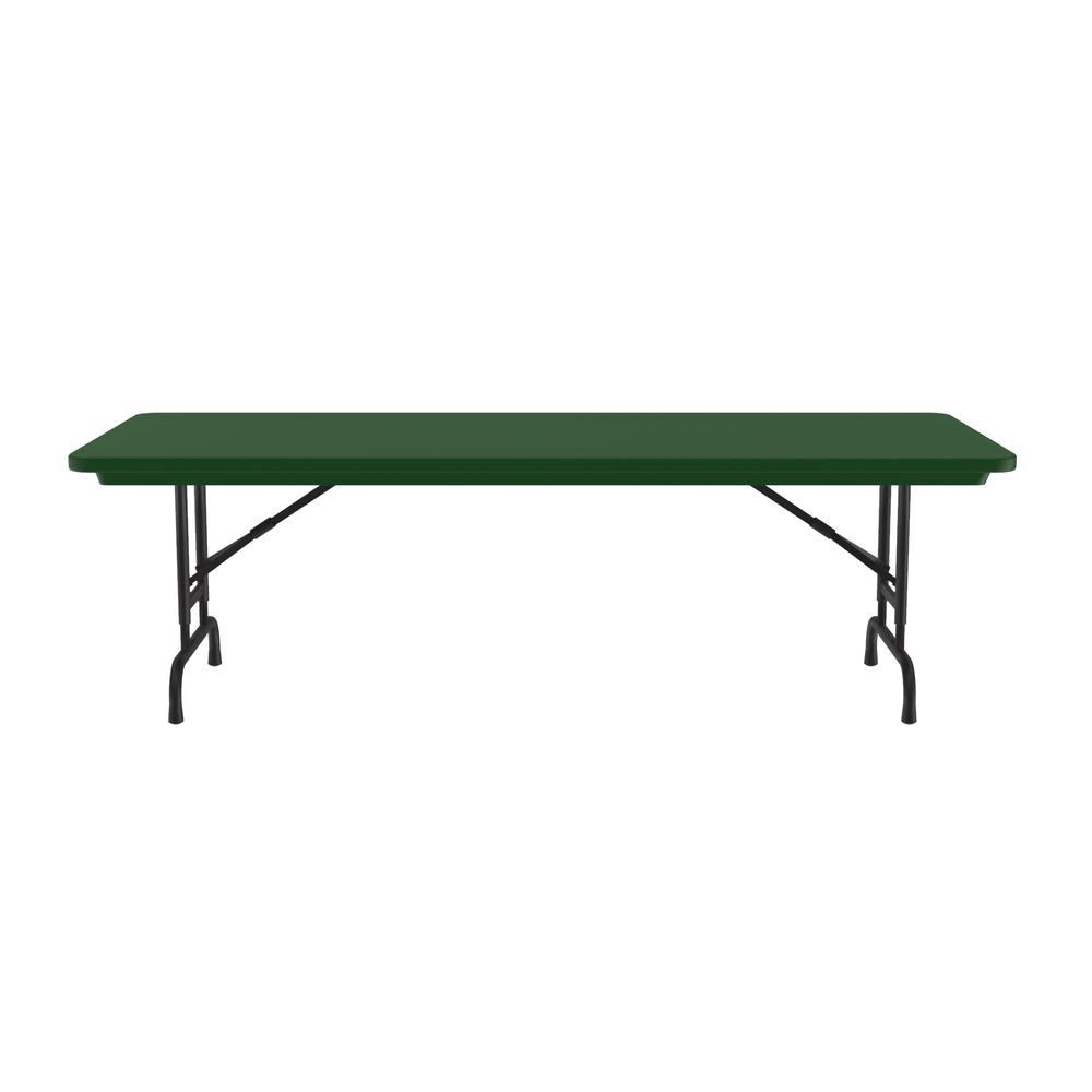 Adjustable Height Commercial Blow-Molded Plastic Folding Table 30x60" RECTANGULAR GREEN, BLACK. Picture 2