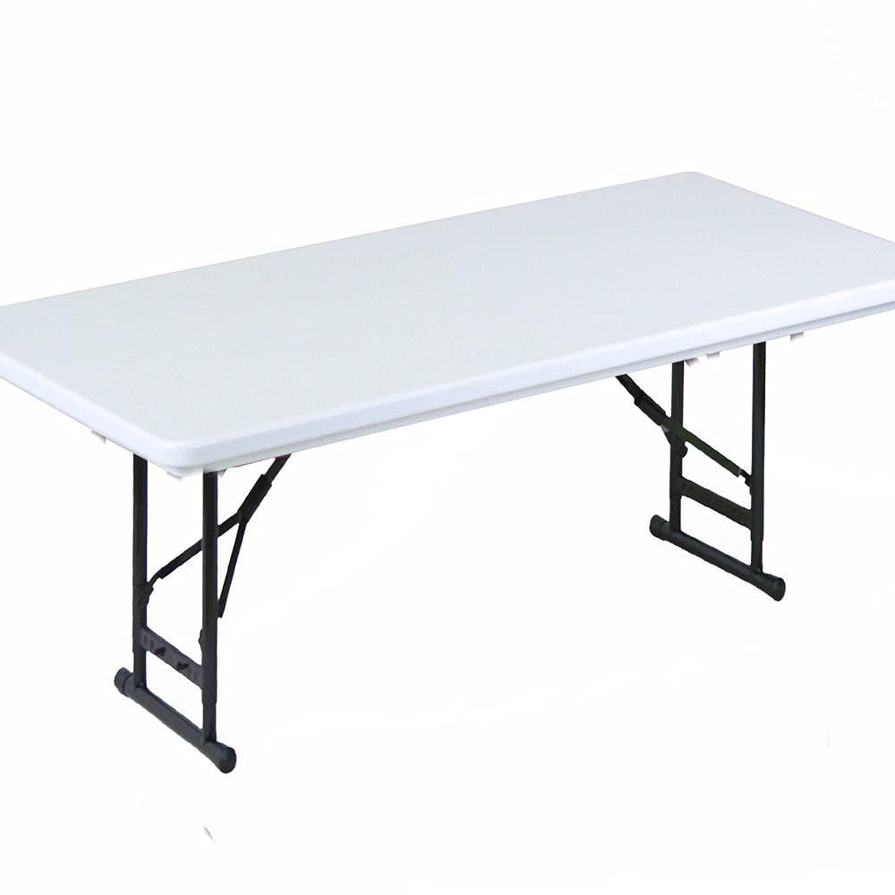 Adjustable Height Commercial Blow-Molded Plastic Folding Table 24x48", RECTANGULAR, GRAY GRANITE BLACK. Picture 1