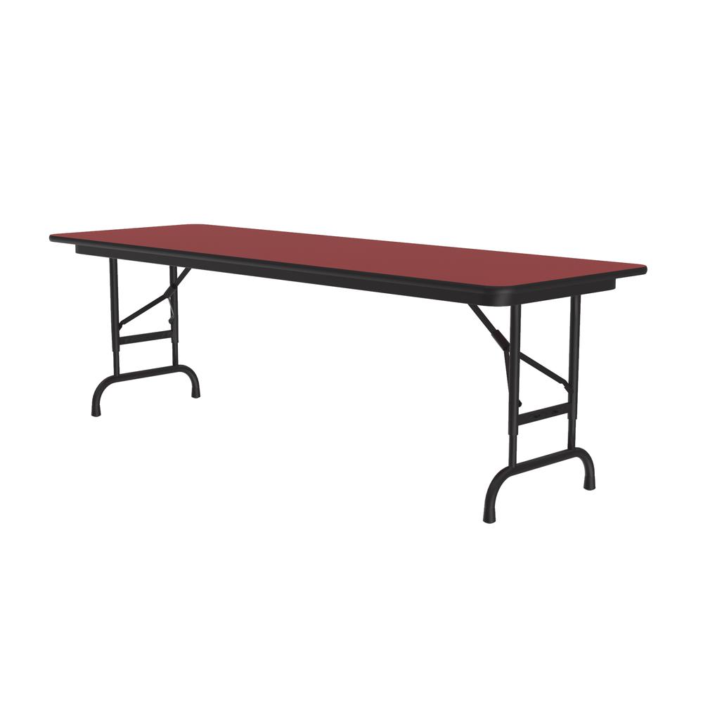 Adjustable Height High Pressure Top Folding Table 24x72", RECTANGULAR RED, BLACK. Picture 1