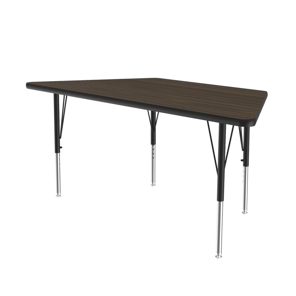 Deluxe High-Pressure Top Activity Tables 30x60" TRAPEZOID WALNUT, BLACK/CHROME. Picture 1