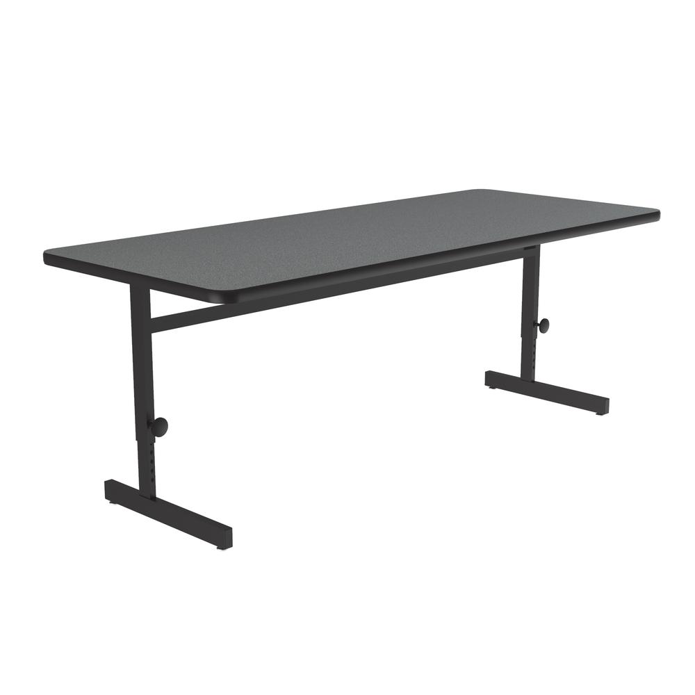 Adjustable Height Deluxe High-Pressure Top, Trapezoid, Computer/Student Desks, 30x60", TRAPEZOID, MONTANA GRANITE, BLACK. Picture 3