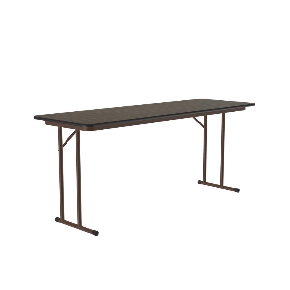 Deluxe High-Pressure Folding Seminar Table with Off-Set Leg, 24x72", RECTANGULAR WALNUT BROWN. Picture 7