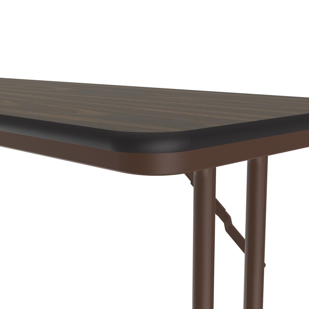 Deluxe High-Pressure Folding Seminar Table with Off-Set Leg 18x72", RECTANGULAR WALNUT BROWN. Picture 4