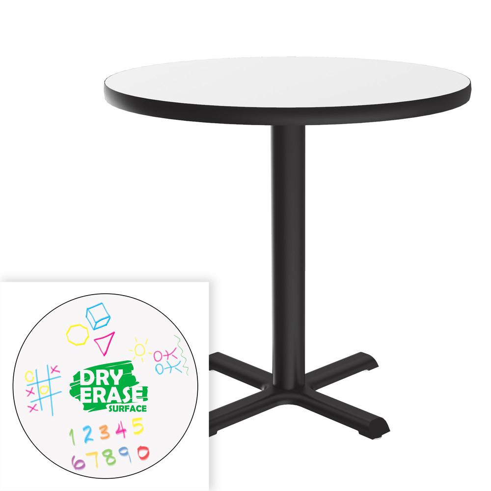 Markerboard-Dry Erase High Pressure Top - Table Height Café and Breakroom Table 24x24" ROUND FROSTY WHITE, BLACK. Picture 5