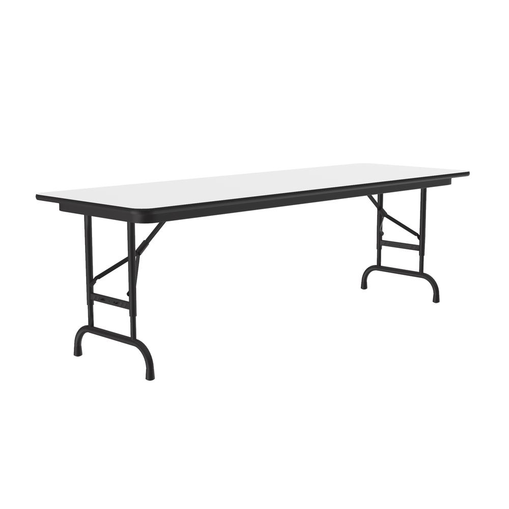 Adjustable Height High Pressure Top Folding Table, 24x60", RECTANGULAR, WHITE BLACK. Picture 3