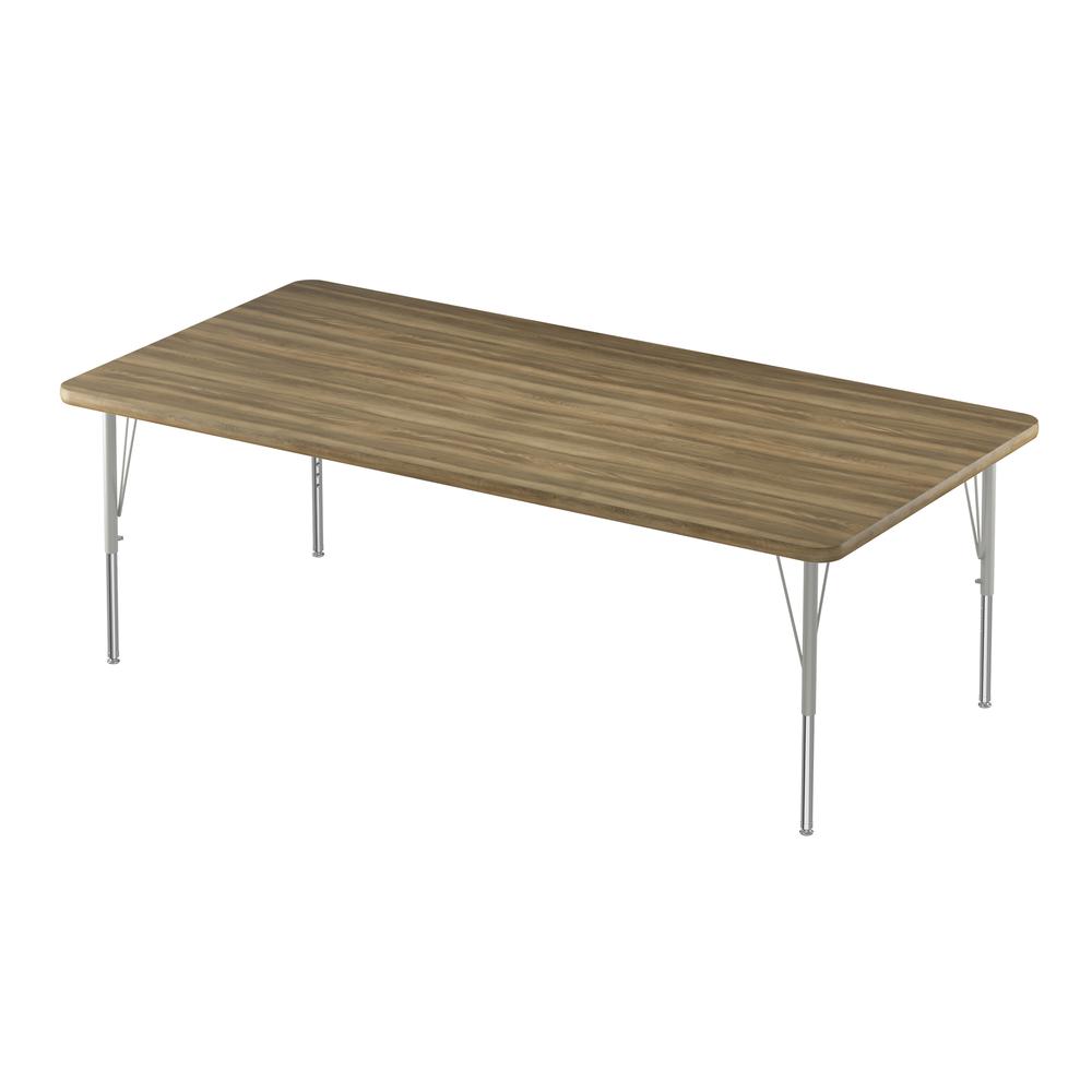 Deluxe High-Pressure Top Activity Tables, 36x60" RECTANGULAR COLONIAL HICKORY, SILVER MIST. Picture 2