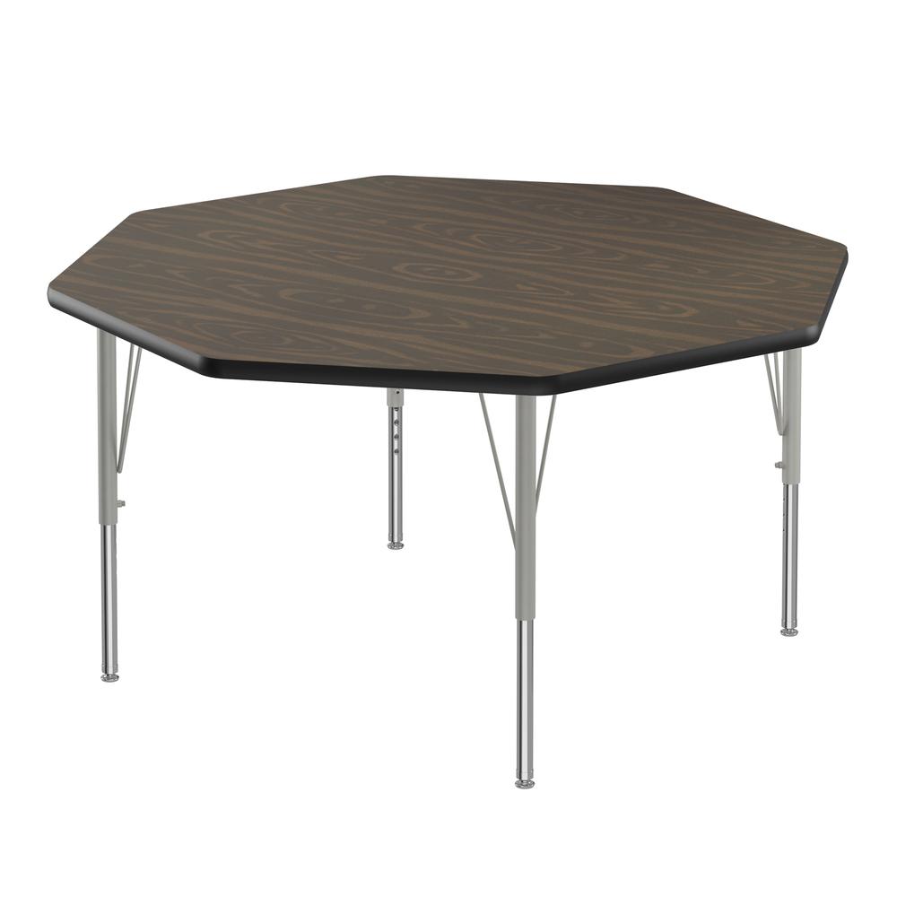 Commercial Laminate Top Activity Tables, 48x48" OCTAGONAL, WALNUT SILVER MIST. Picture 2